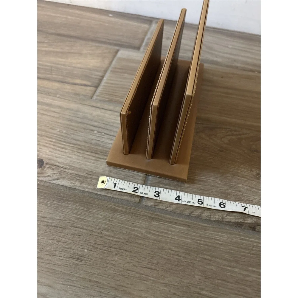 VTG T Anthony Ltd England Tan Leather Desk Organizer- See Notes